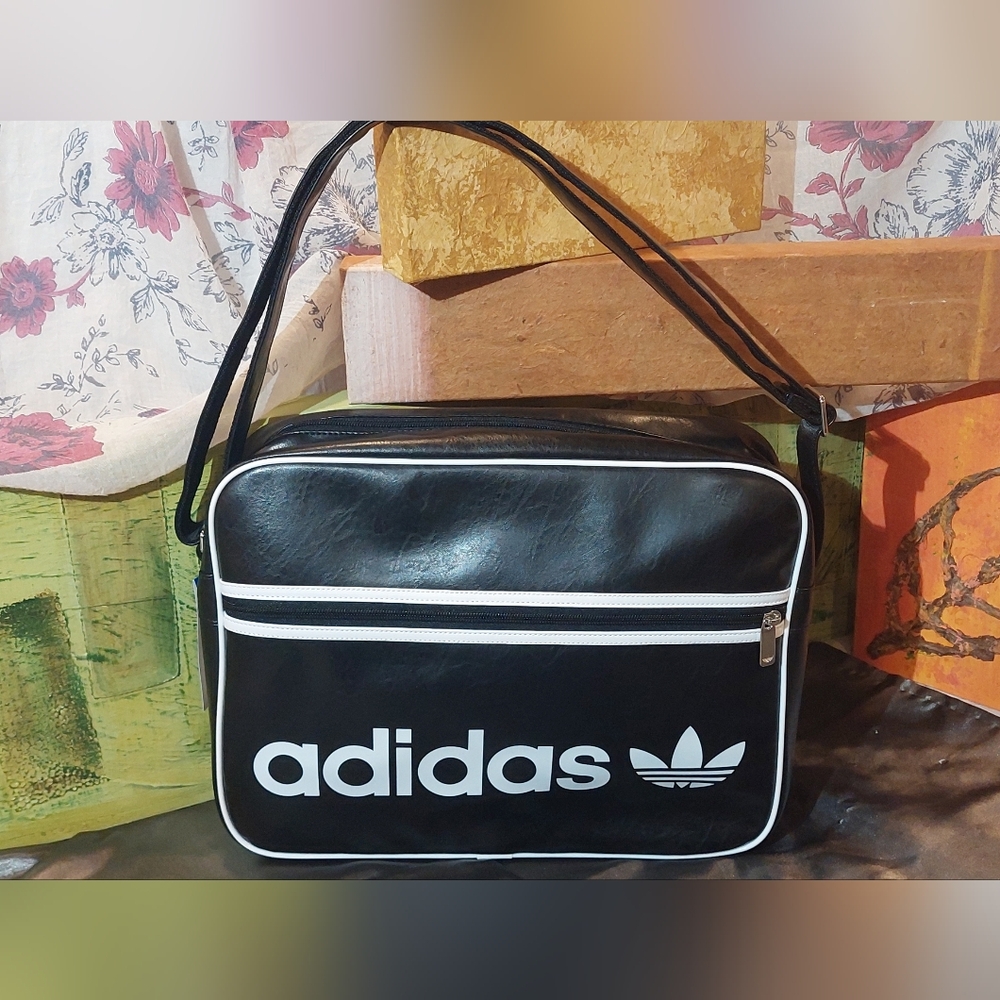 adidas Black and White Shoulder Messenger Bag - Picture 3 of 12